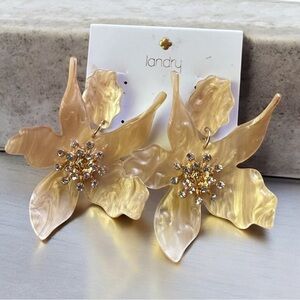 Laundry By Shelli Segal Dimensional Flower Gold Statement Earrings